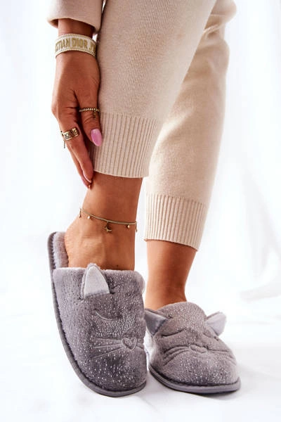 Papcie Błyszczące Kotki Z Uszami Szare Kaisy