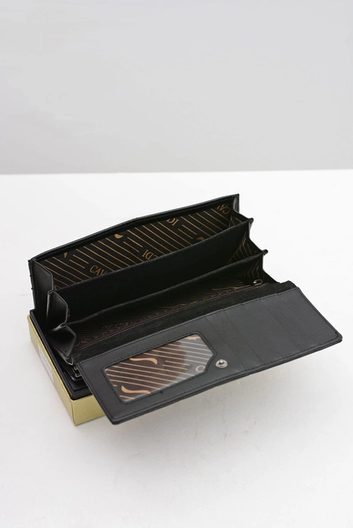 Duży Damski Czarny Portfel