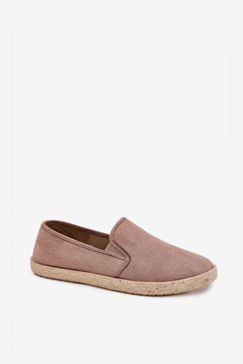 Espadryle Tenisówki Męskie Z Eko Zamszu Ciemnobeżowe Lunaria