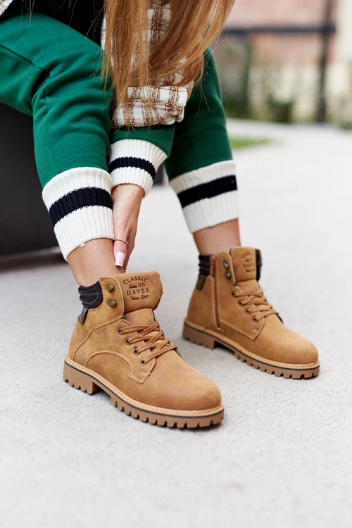 Damskie Ocieplane Trapery Na Suwak Camel Lenox