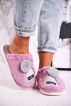 Damskie Futrzane Papcie Z Czapką I Pomponem Fioletowe Keep Warm
