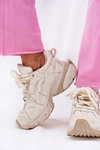 Skórzane Sneakersy Damskie GOE RR2N4037 Beżowe