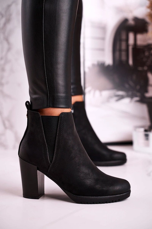 Botki Na Słupku Sergio Leone Zamszowe Czarne BT311