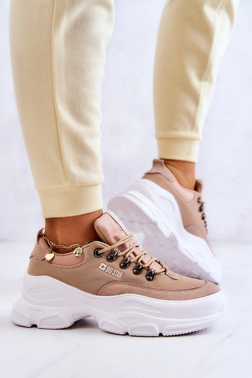 Damskie Sportowe Buty Sneakersy Big Star JJ274A222 Beżowe
