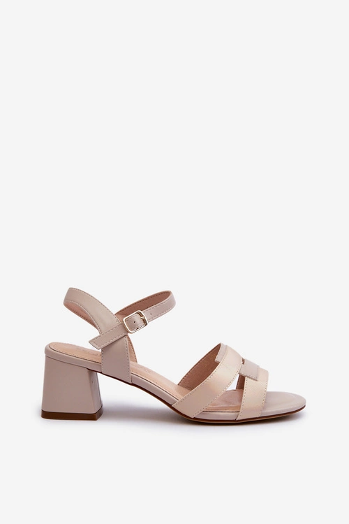 Sandały Damskie Na Obcasie Z Eko Skóry Sergio Leone SK894 Beżowe