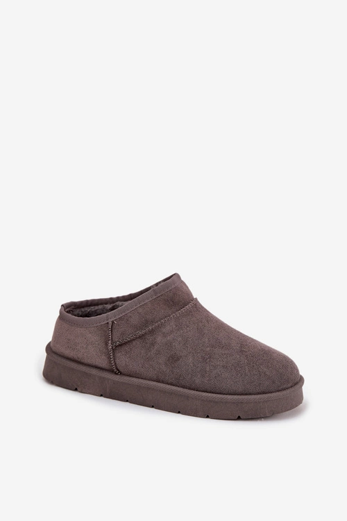 Śniegowce Damskie Ocieplane Futerkiem Ciemnoszare Serenne