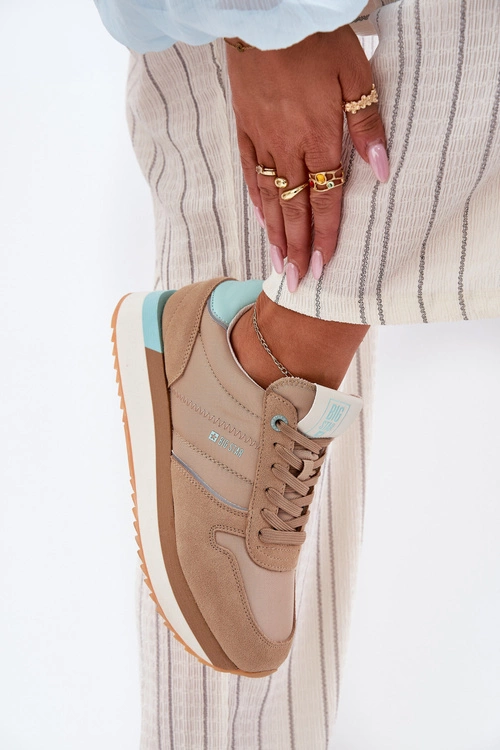 Zamszowe Sneakersy Damskie Big Star RR274A048 HI-POLY SYSTEM Ciemnobeżowe