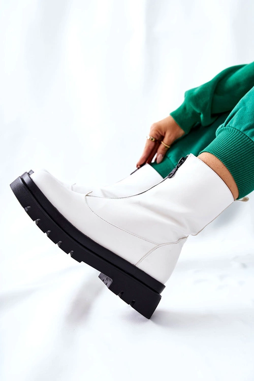 Botki Damskie Z Suwakiem Białe Tierra