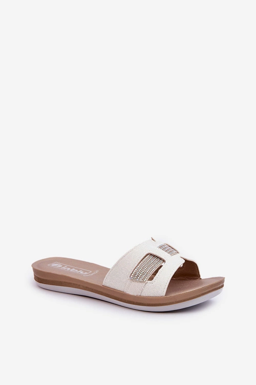 Wygodne Błyszczące Klapki Damskie Inblu BA000050 Białe