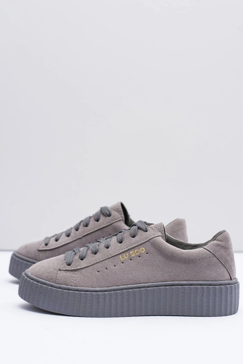 Lu Boo | Szare Zamszowe Creepersy Platformy Jagger