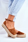 Espadryle Damskie Na Platformie Lniane Camel Palermo