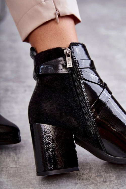 Modne Lakierowane Botki La.Fi 260037B-LA Czarne