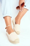 Espadryle Damskie Na Platformie Lniane Beżowe La Playa