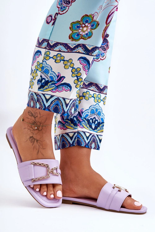 Damskie Klasyczne Klapki Z Ozdobą Fioletowe Impressive