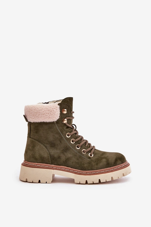 Ocieplane Trapery Botki Damskie Na Zamek Zielone Ferelia