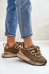 Zamszowe Sneakersy Damskie Na Platformie Z Grubym Sznurowaniem Artiker 54C1466 Jasnobrązowe