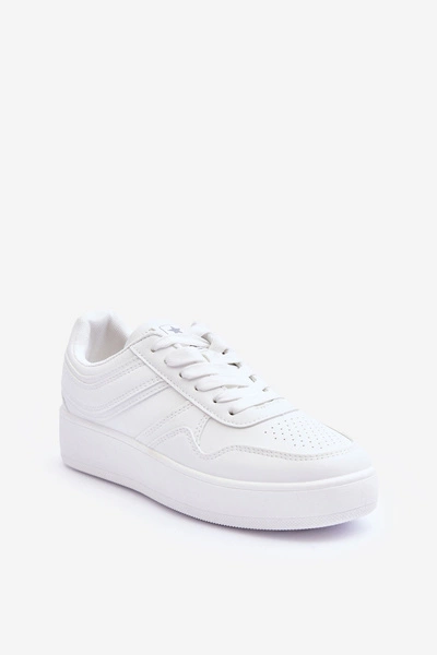 Buty Sportowe Damskie Na Platformie Białe Pudina