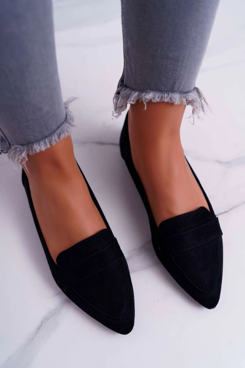 Damskie Balerinki Zamszowe Lordsy Czarne Gretar