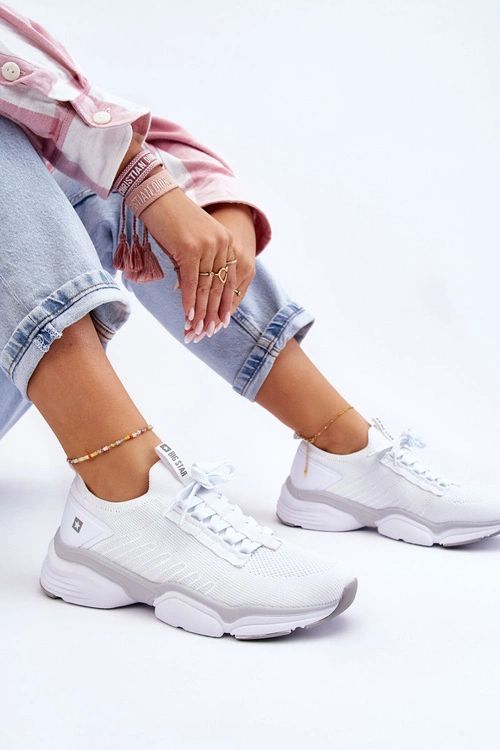 Damskie Wsuwane Buty Sportowe Memory Foam System Big Star LL274A142 Białe