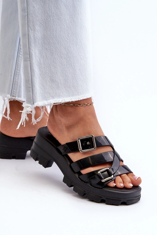 Pachnące Klapki Damskie Na Niskim Obcasie ZAXY NN285043 Czarne