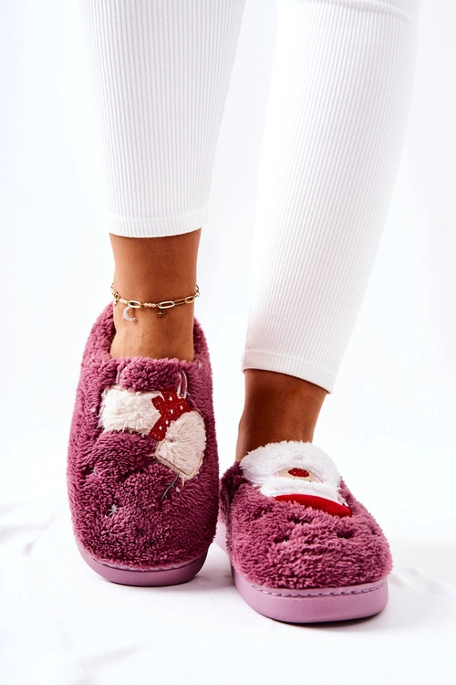 Papcie Świąteczne Mikołaj I Renifer Fioletowe