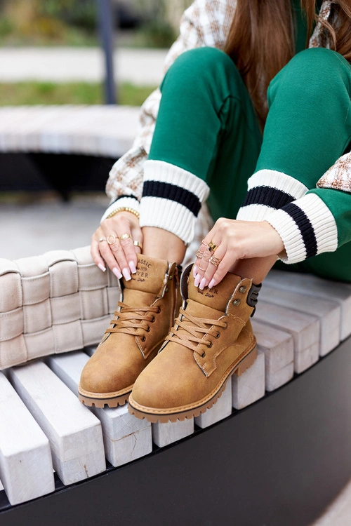 Damskie Ocieplane Trapery Na Suwak Camel Lenox