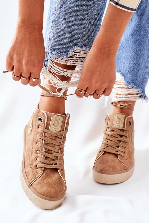 Skórzane Ocieplane Trampki Big Star II274149 Camel