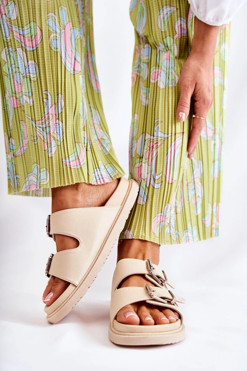 Klasyczne Wsuwane Klapki Damskie Beżowe Weston