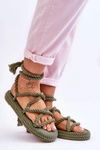 Wiązane Sandałki Na Masywnej Platformie Zielone Can't Wait