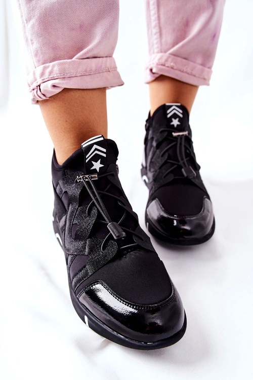 Wysokie Sportowe Buty Sneakersy Czarne Lanez