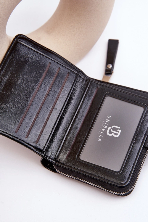 Damski Lakierowany Portfel Portmonetka Z Ekoskóry Czarny Zalirna