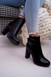 Damskie Botki Na Słupku Czarne Mastor