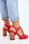 Damskie Sandały Skórzane Maciejka Czerwone 04117