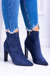 Granatowe Zamszowe Botki Na Szpilce Medea