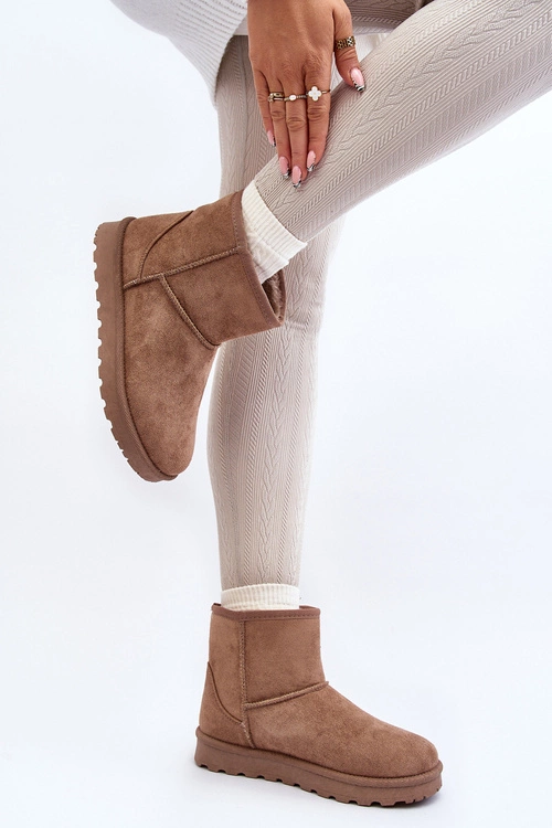 Damskie Śniegowce Ocieplane Futerkiem Khaki Lizio