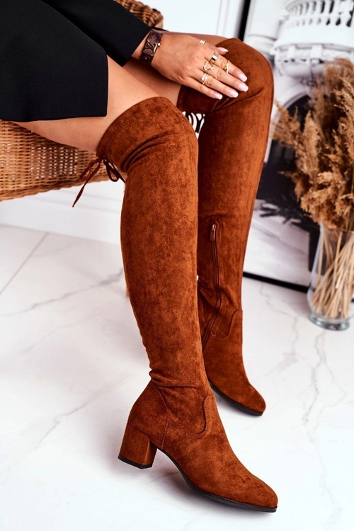 Damskie kozaki Sergio Leone lycra camel KZ281