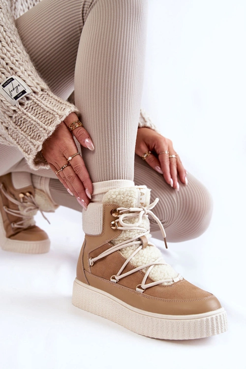 Damskie Botki Śniegowce La.Fi 280072TA-QN Beżowe