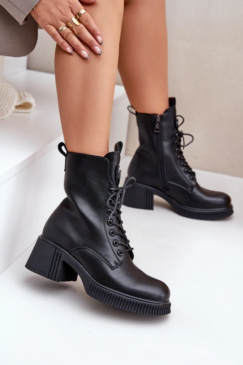 Ocieplane Botki Damskie Ze Skóry Naturalnej Vinceza 66671 Czarne