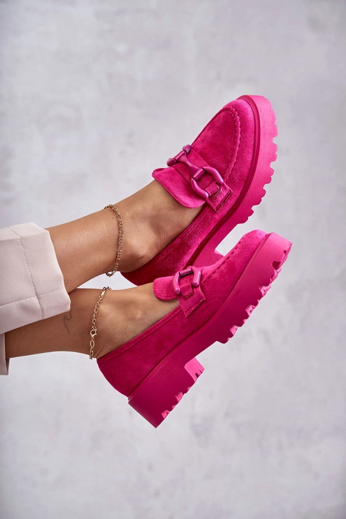 Damskie Zamszowe Półbuty Na Platformie Różowe Gunn