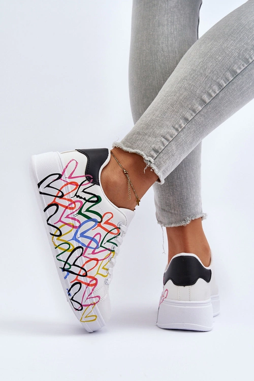Damskie Sneakersy Z Sercami Białe Claral