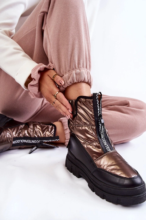 Damskie Wygodne Śniegowce Brązowo-Czarne Elodia