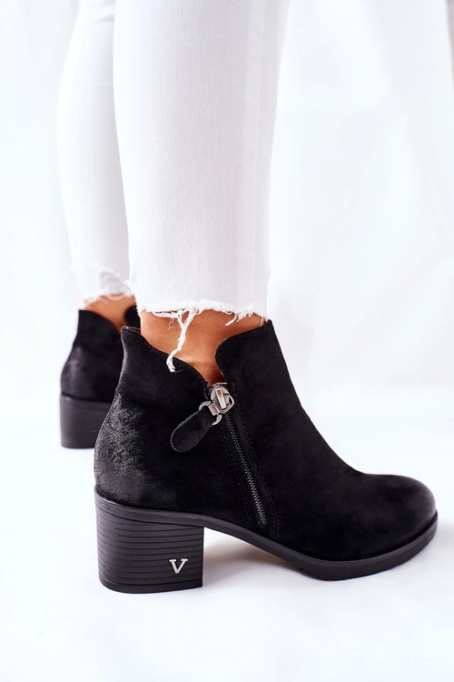 Botki Damskie Zamszowe Czarne Bellarena