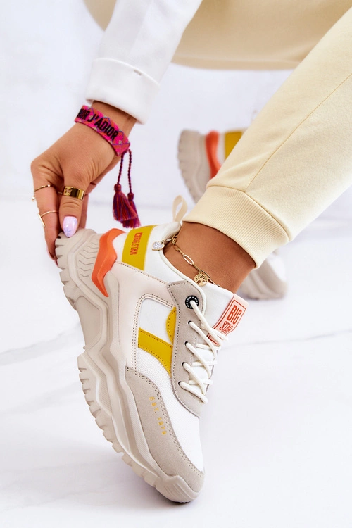 Damskie Buty Sportowe Big Star JJ274A411 Biało-Beżowe