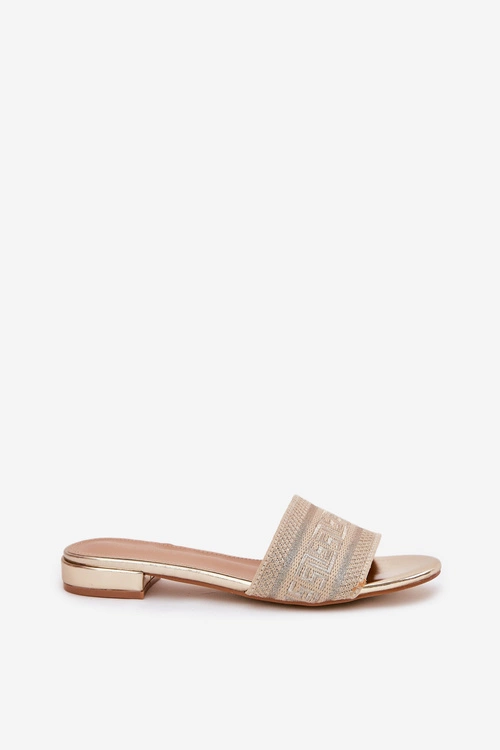 Klapki Damskie Na Płaskim Obcasie Złote Fexxy