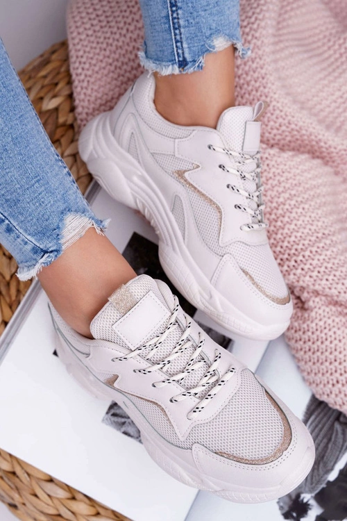 Sportowe Damskie Buty Beżowe Brokat Winchester