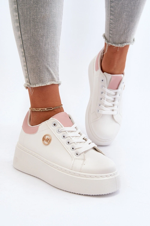 Sneakersy Damskie Na Platformie Białe Eshen