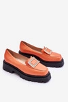 Wygodne Skórzane Mokasyny Pomarańczowe Agathe