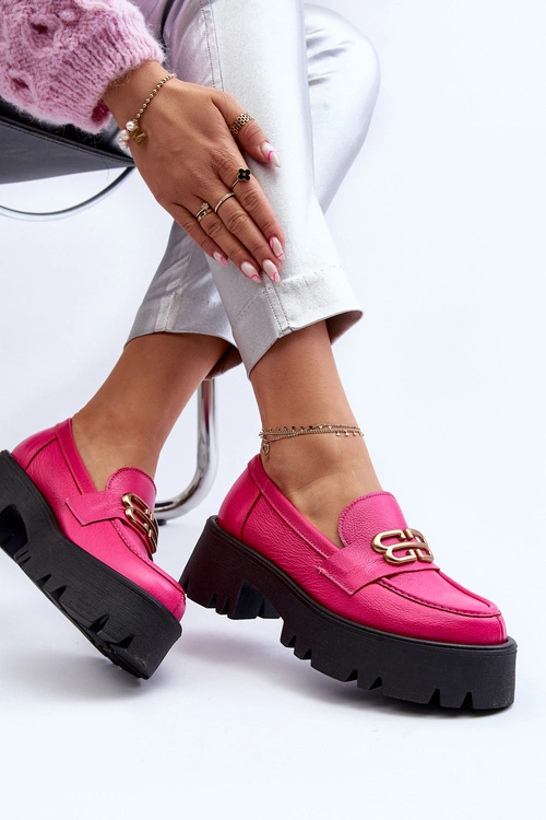 Zazoo 20164 Damskie Loafersy Ze Skóry Naturalnej Fuksja