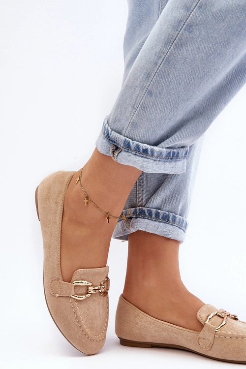 Damskie Mokasyny Z Ozdobą Beżowe Ghana