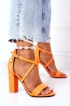 Zamszowe Sandały Na Słupku Pomarańczowe Dance With Me
